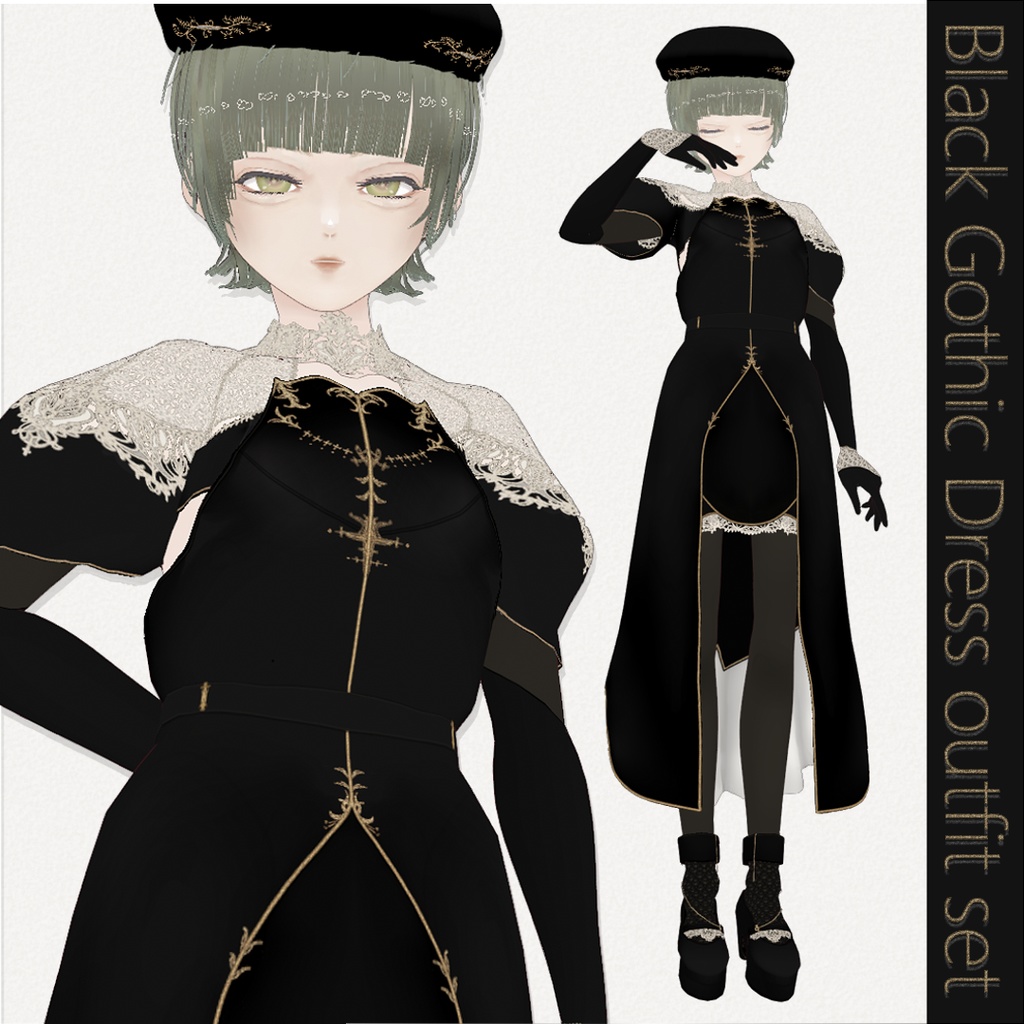 Black Gothic Dress set VRoidテクスチャセット