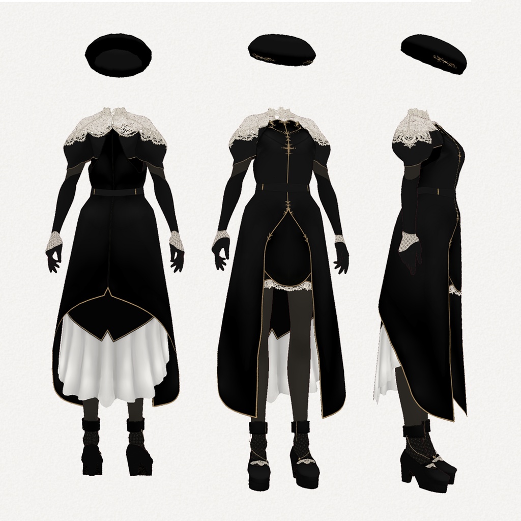 Black Gothic Dress set VRoidテクスチャセット