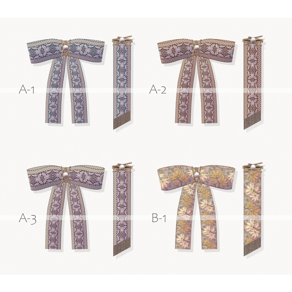 Embroidered ribbon earrings∴VRChat想定