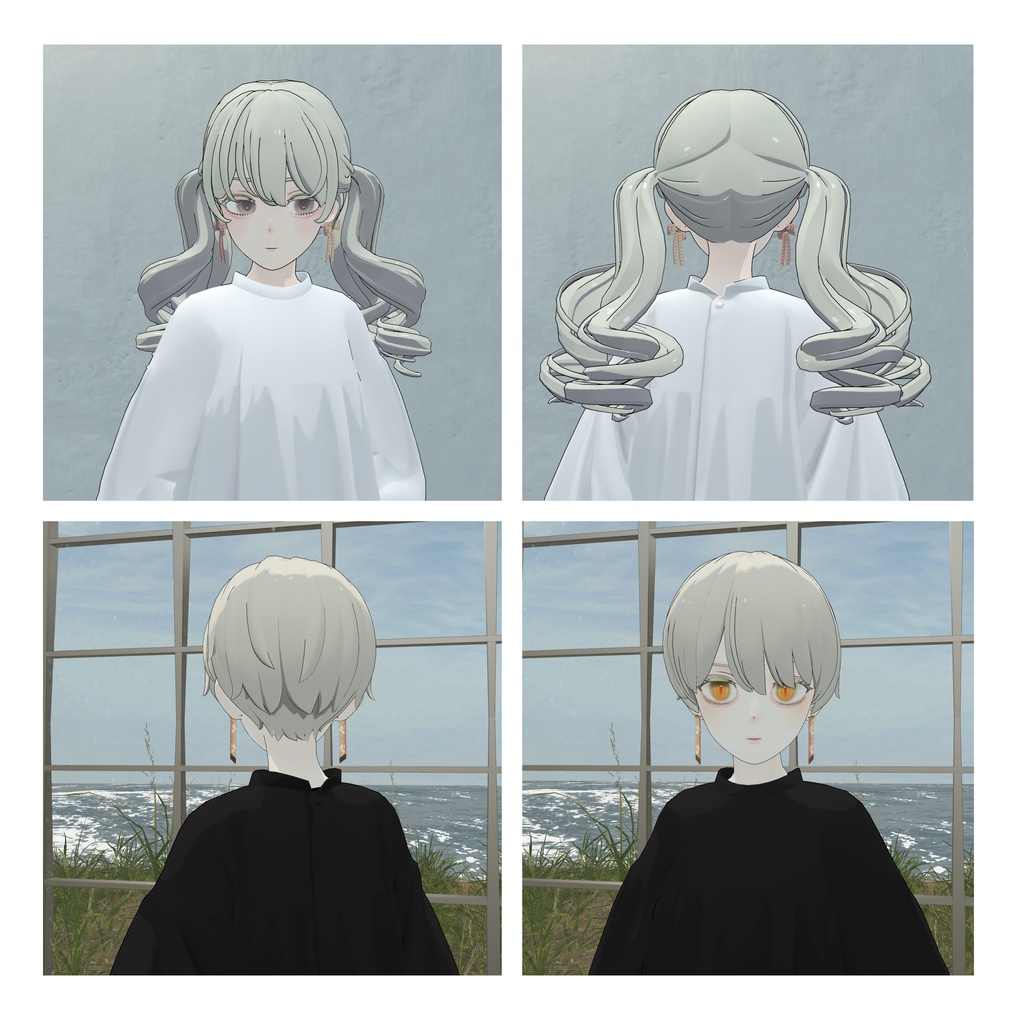 Embroidered ribbon earrings∴VRChat想定