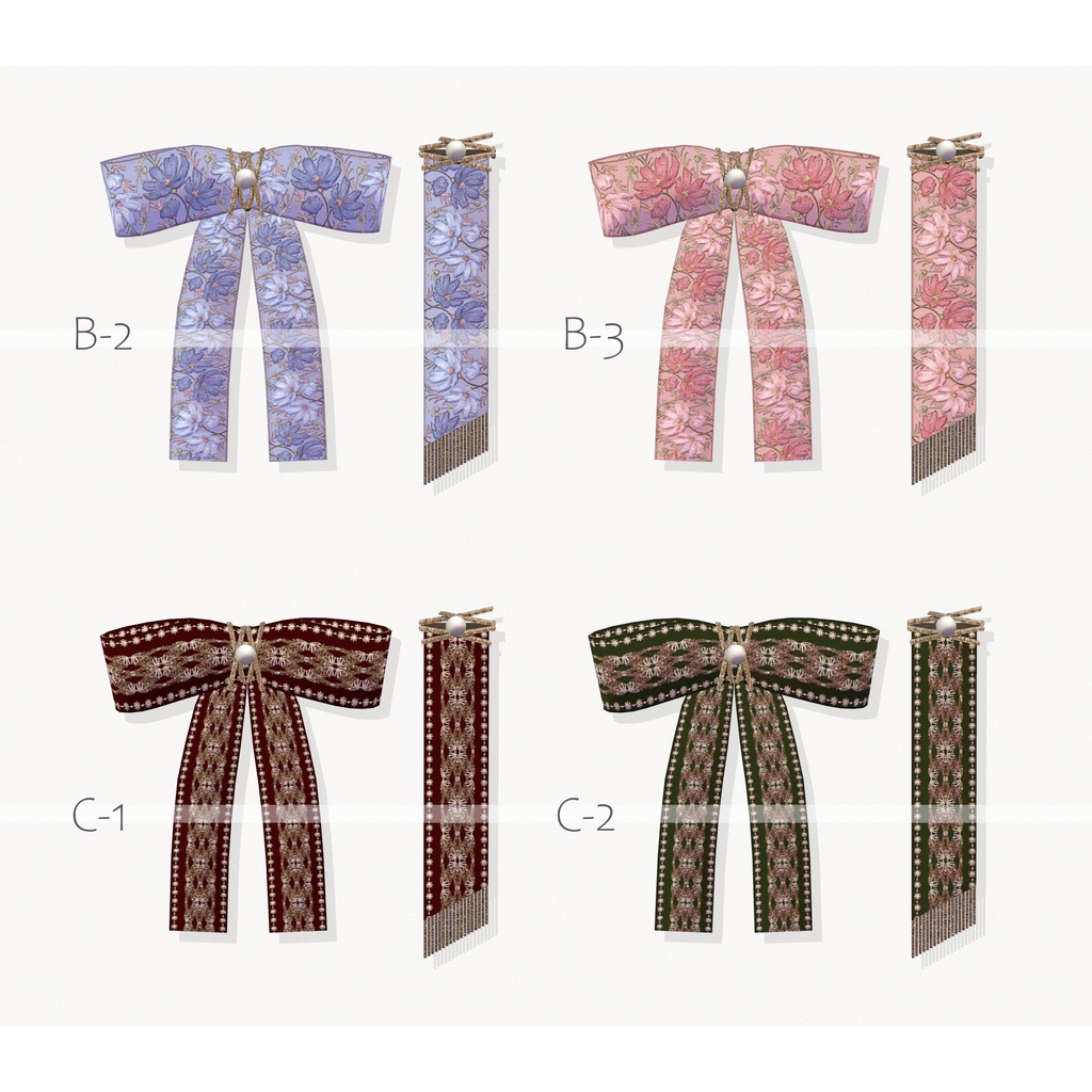 Embroidered ribbon earrings∴VRChat想定