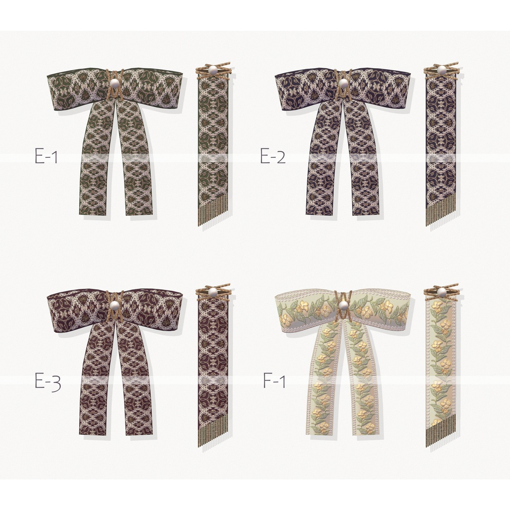 Embroidered ribbon earrings∴VRChat想定