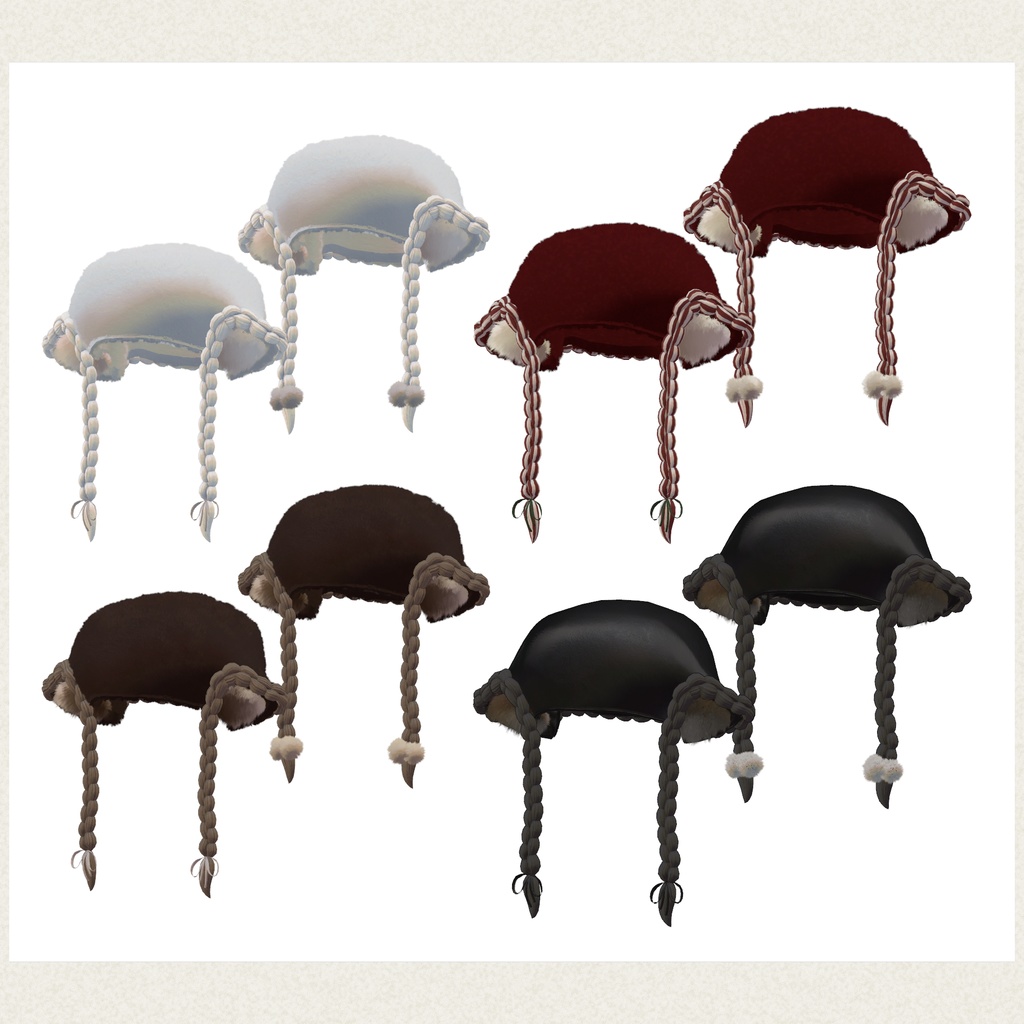 ふわふわみみつきみつあみ帽子∴VRChat想定