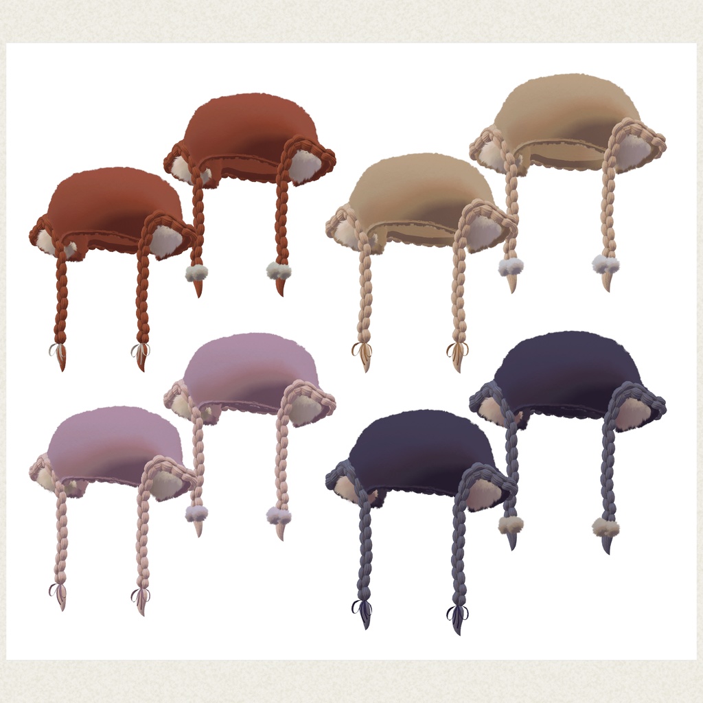 ふわふわみみつきみつあみ帽子∴VRChat想定