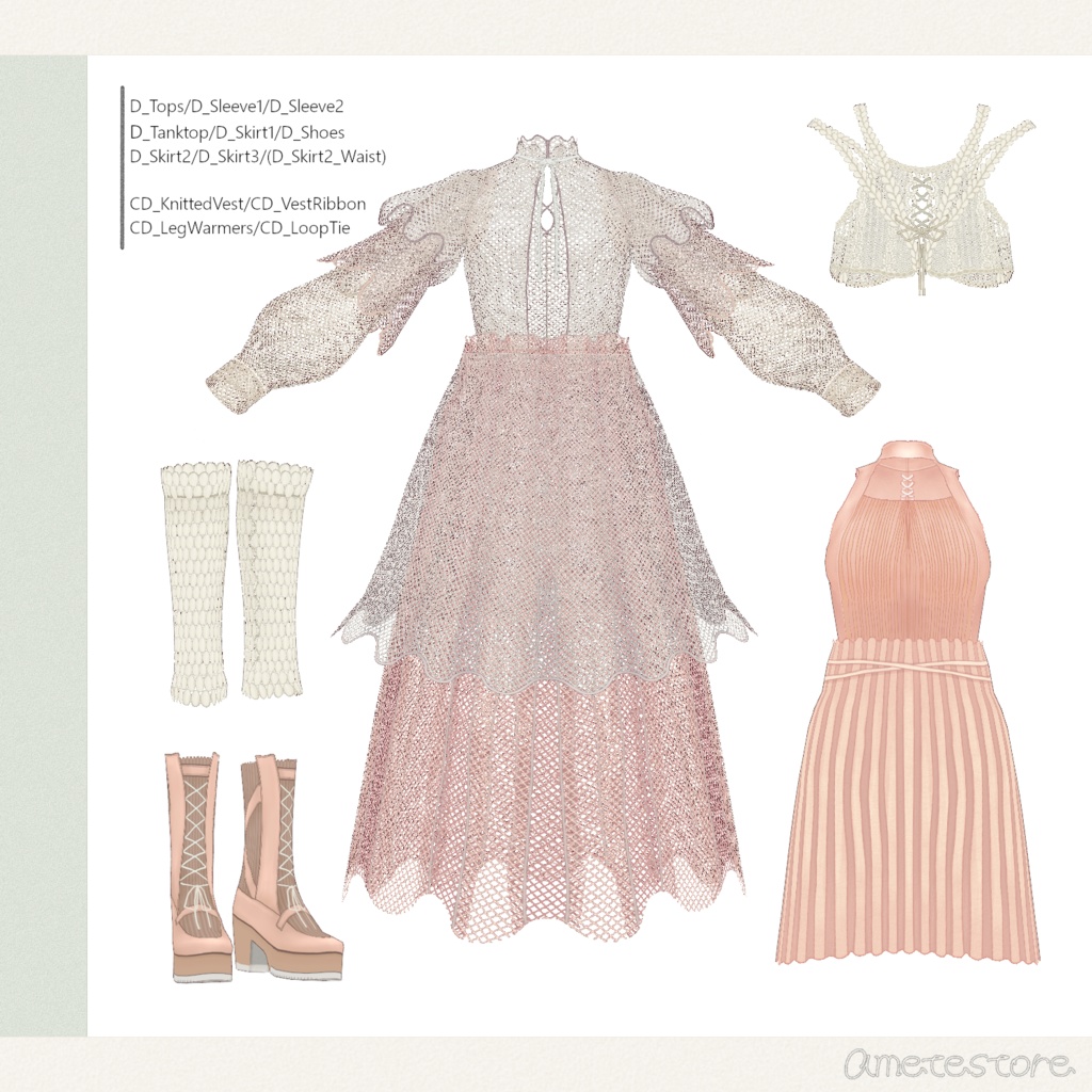 Tulle Layered Spring Outfit VRoidテクスチャセット