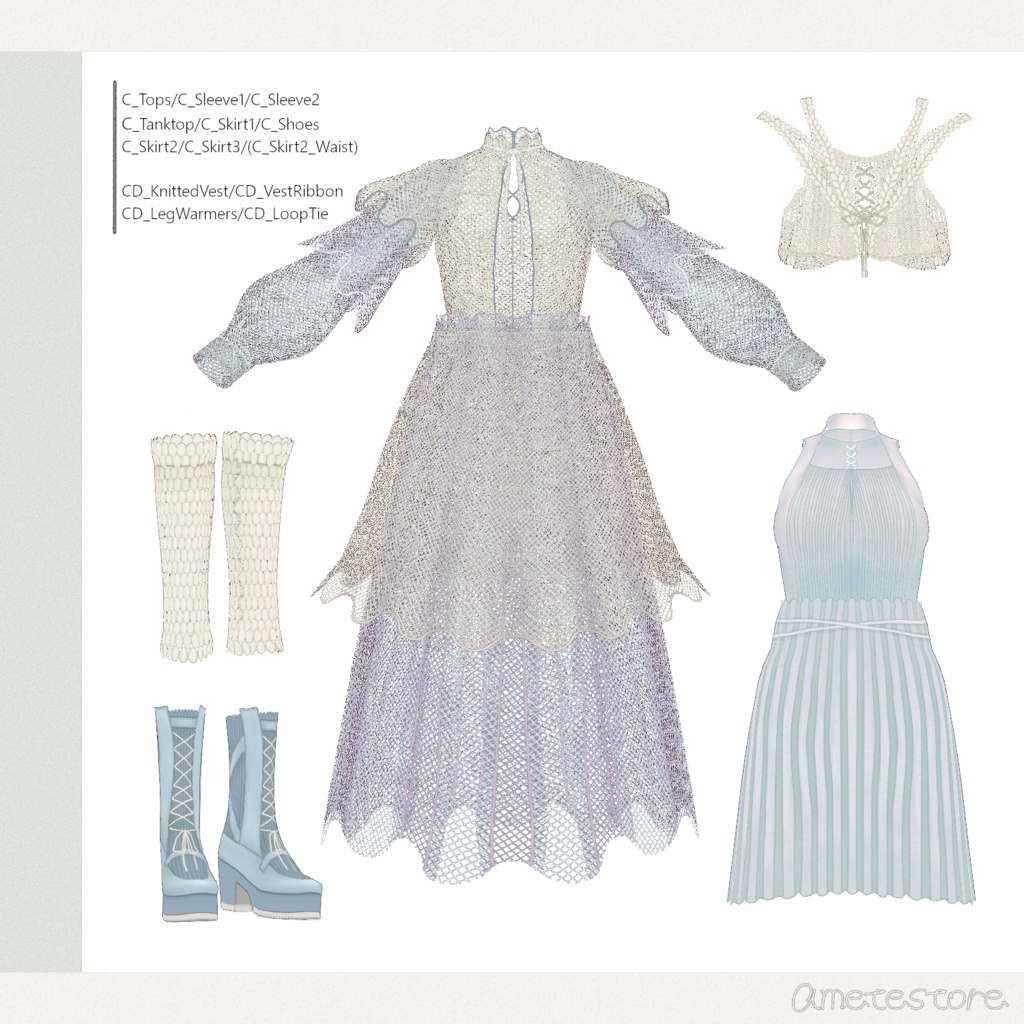 Tulle Layered Spring Outfit VRoidテクスチャセット