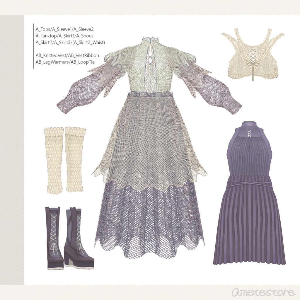 Tulle Layered Spring Outfit VRoidテクスチャセット