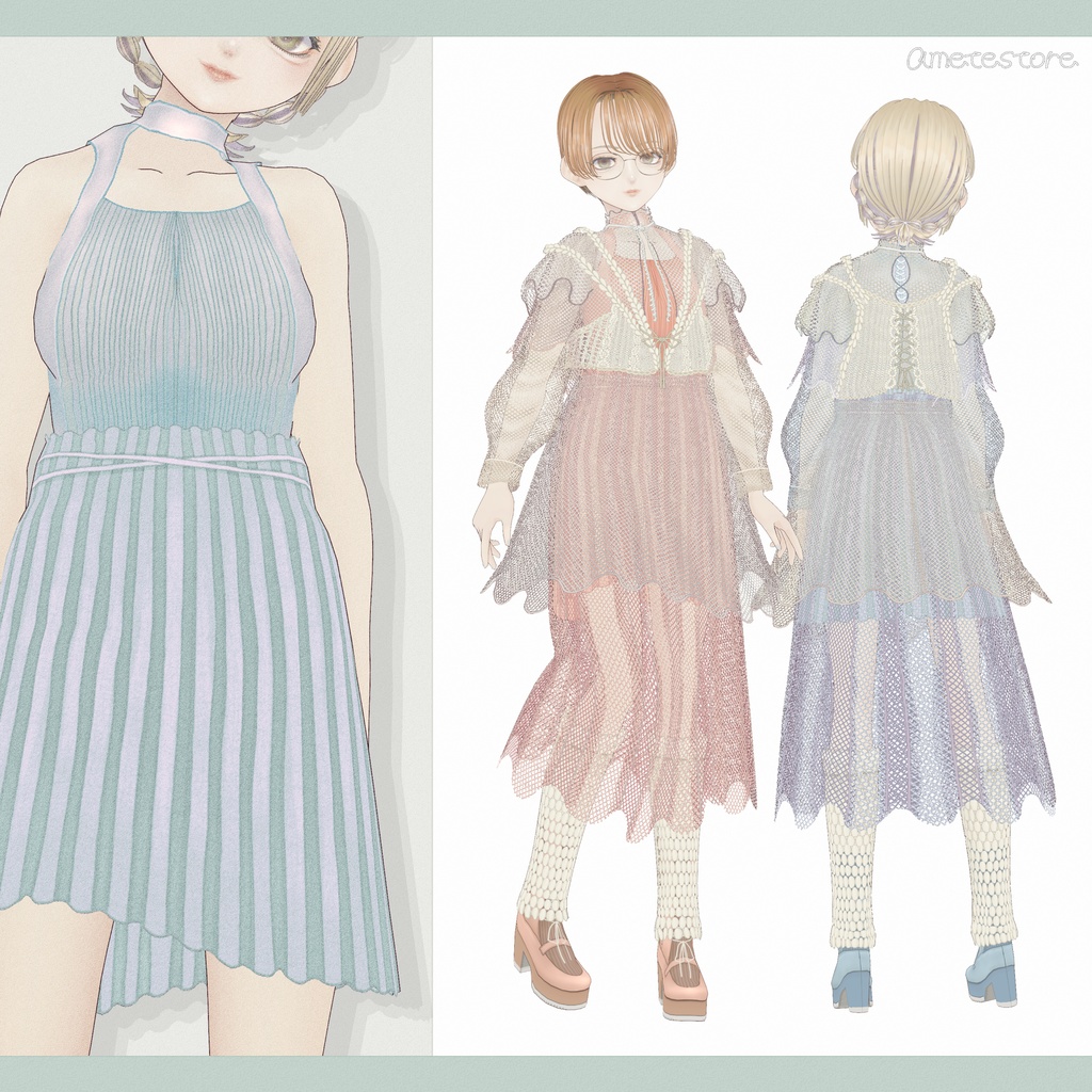 Tulle Layered Spring Outfit VRoidテクスチャセット