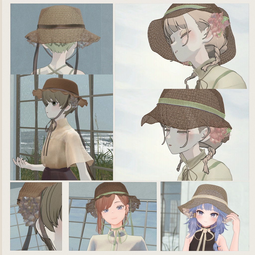 Corsage ribbon straw hat∴VRChat想定