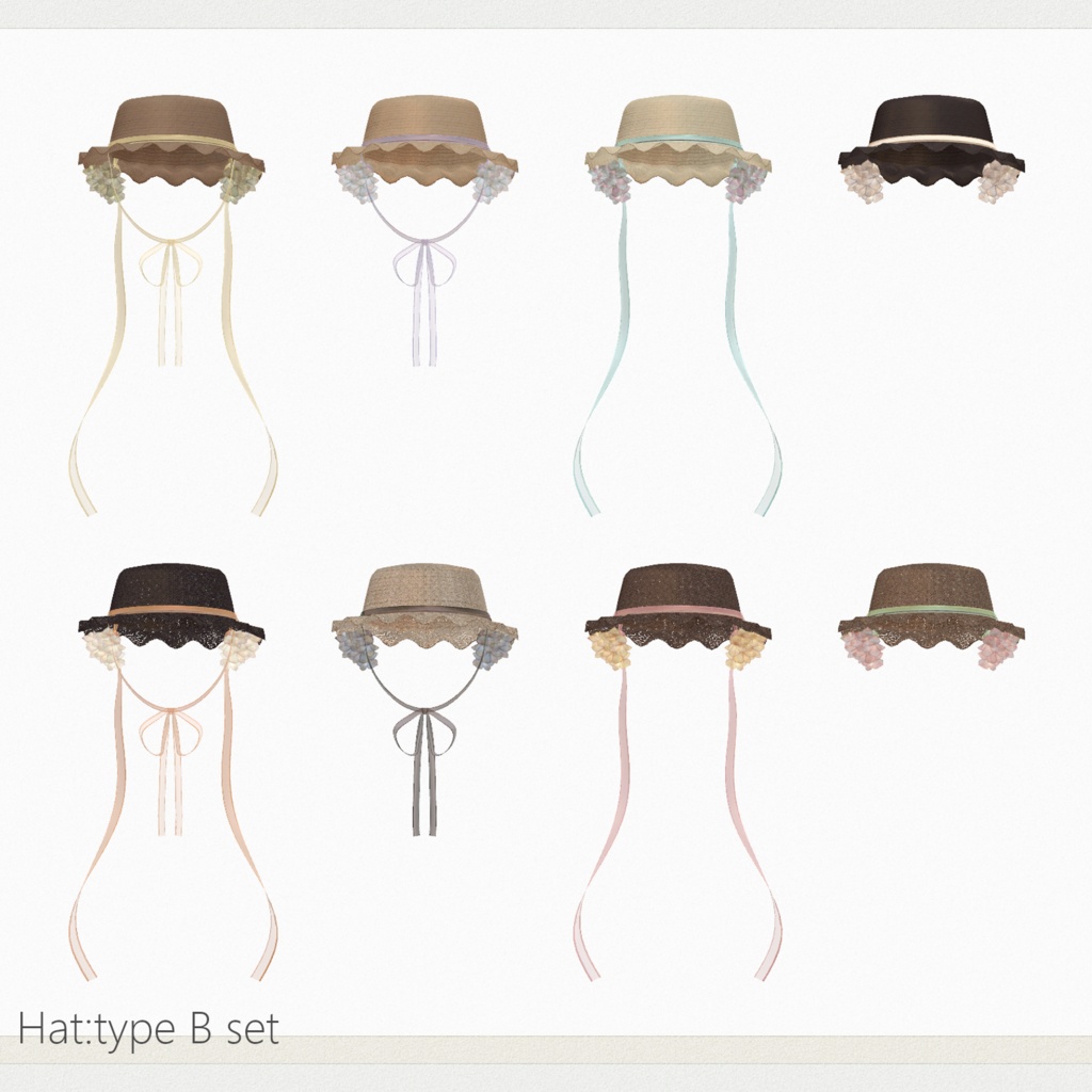 Corsage ribbon straw hat∴VRChat想定