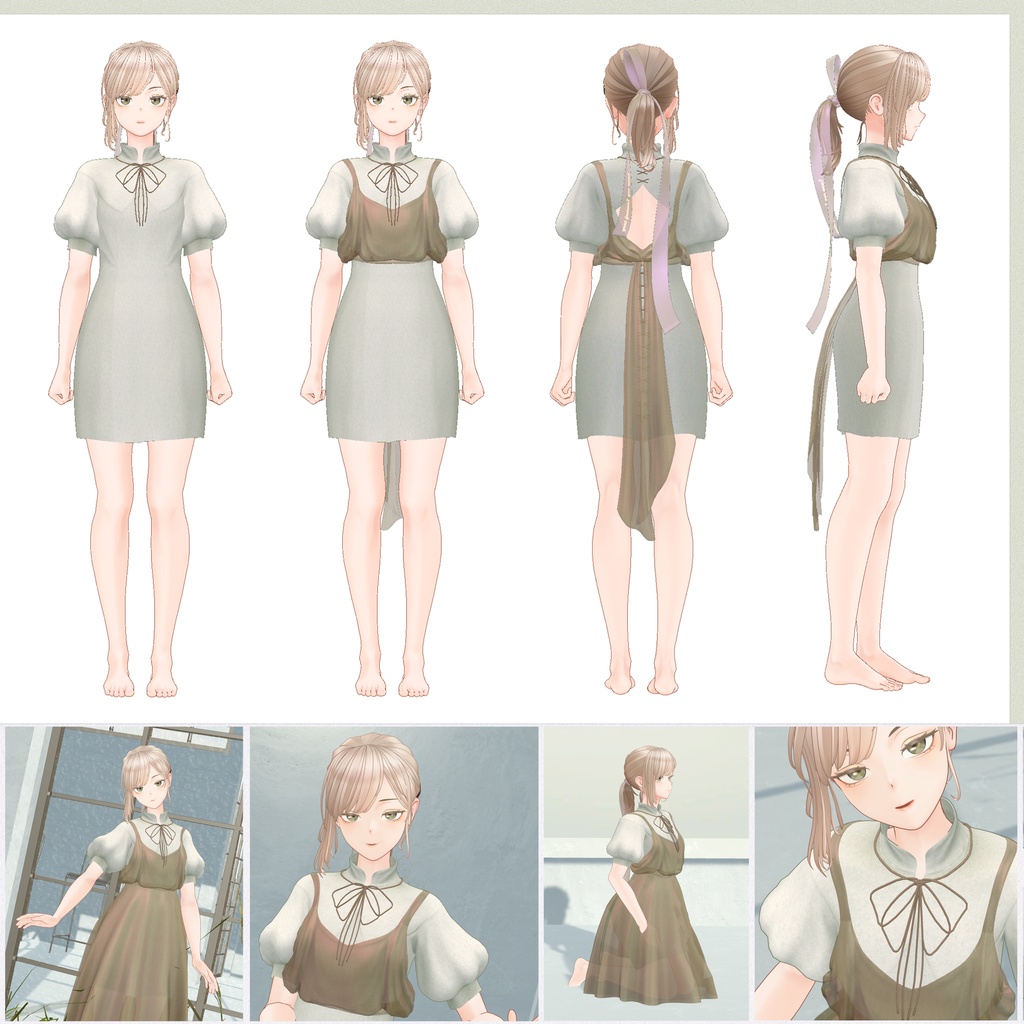 4アバター対応∴sheer apron over minidress