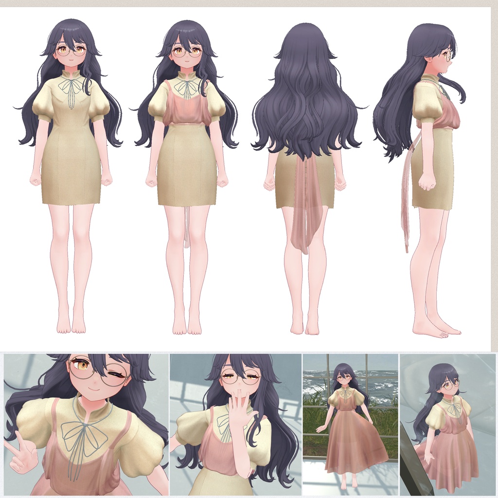 4アバター対応∴sheer apron over minidress