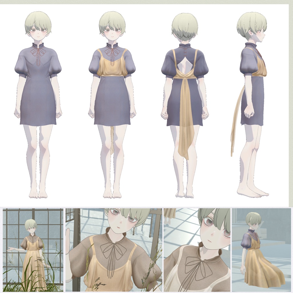 4アバター対応∴sheer apron over minidress