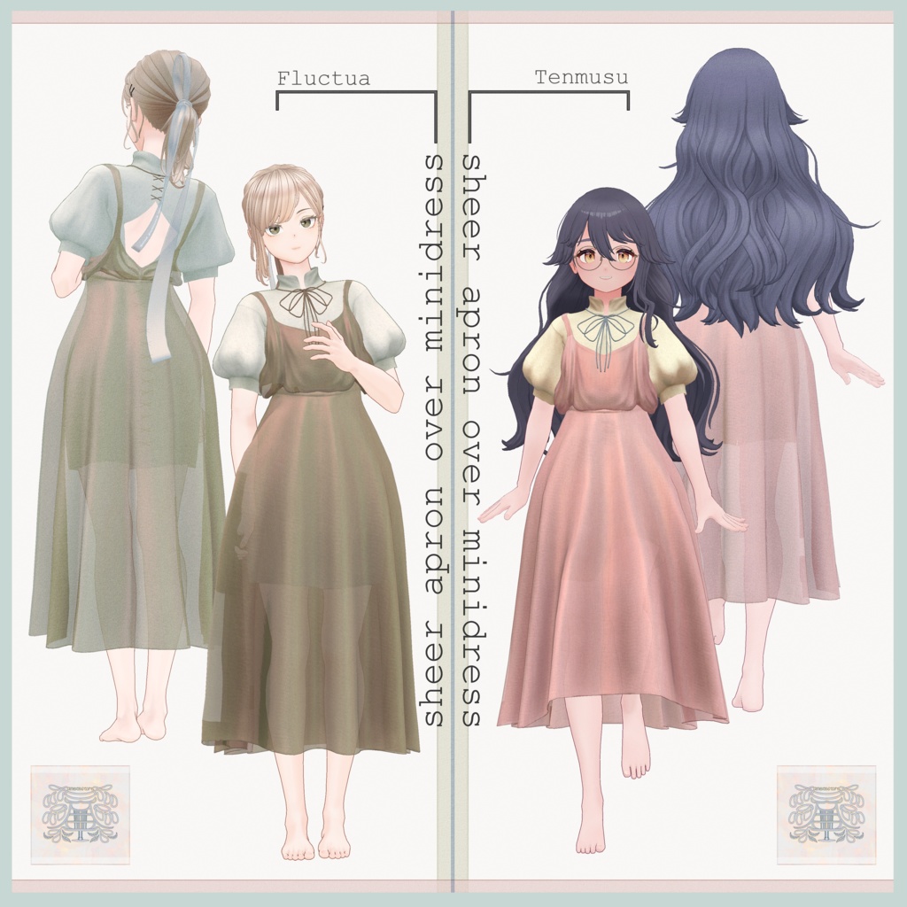 4アバター対応∴sheer apron over minidress