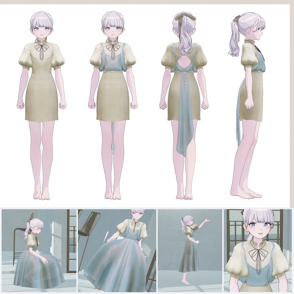 4アバター対応∴sheer apron over minidress