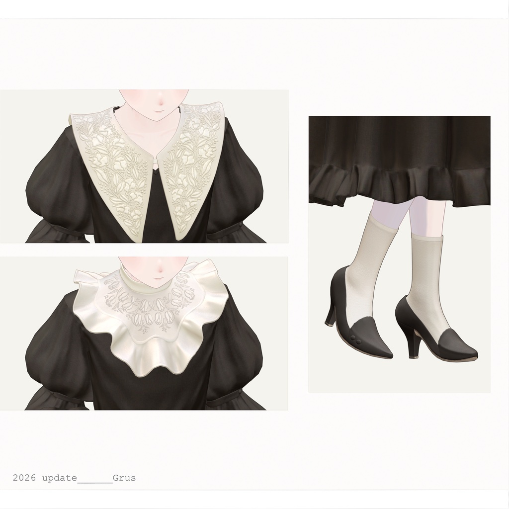 Grus対応版∴Two Sleeves Two Collars Dress