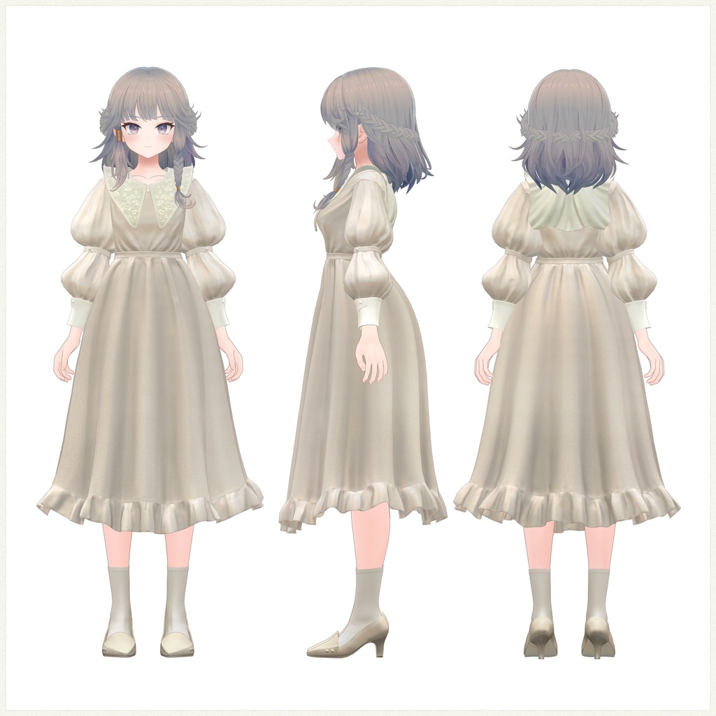 4アバター対応∴Two Sleeves Two Collars Dress