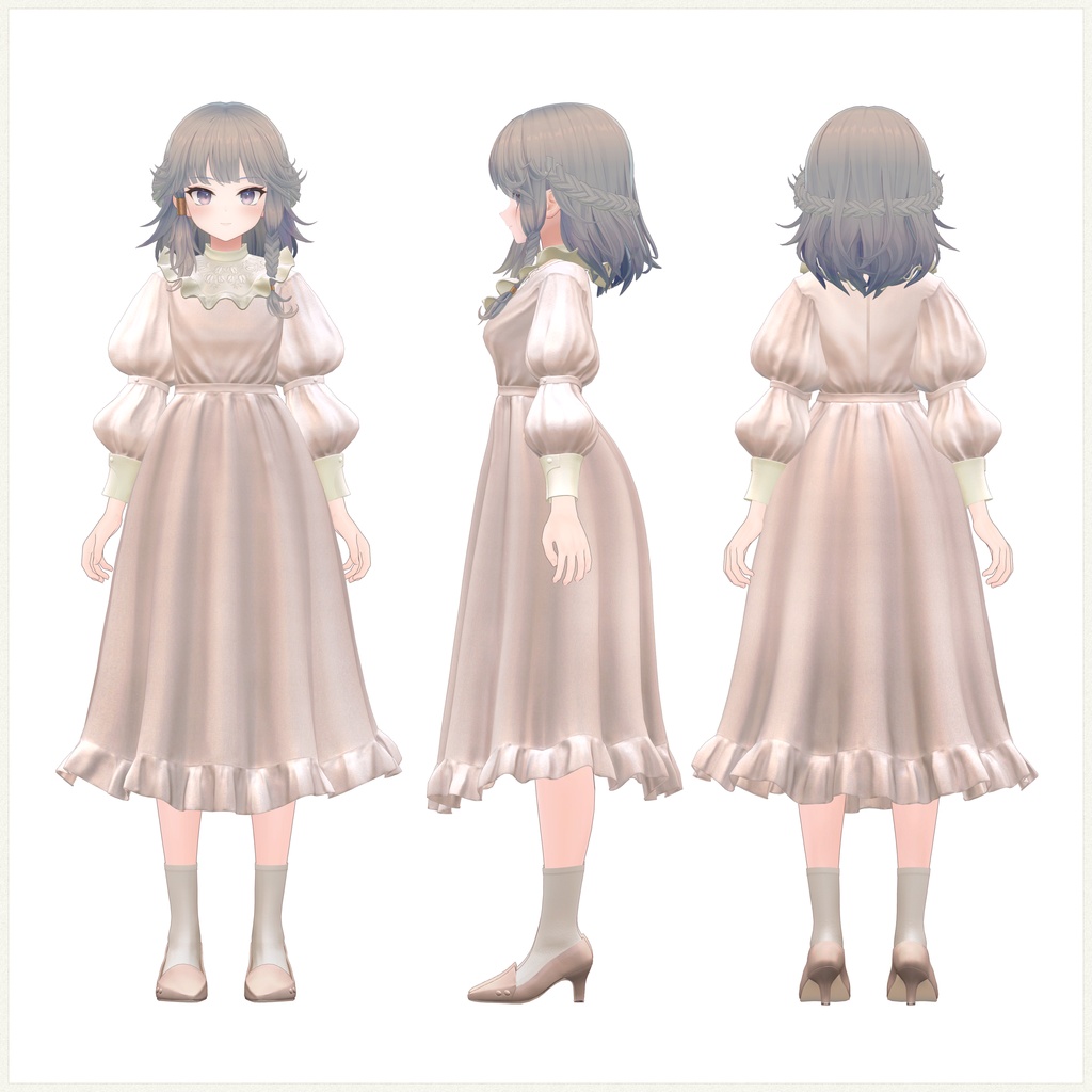 4アバター対応∴Two Sleeves Two Collars Dress