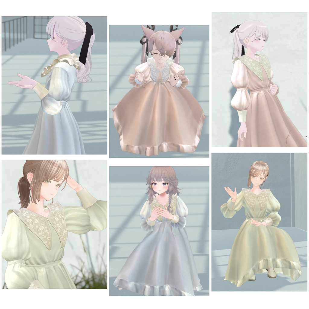 4アバター対応∴Two Sleeves Two Collars Dress