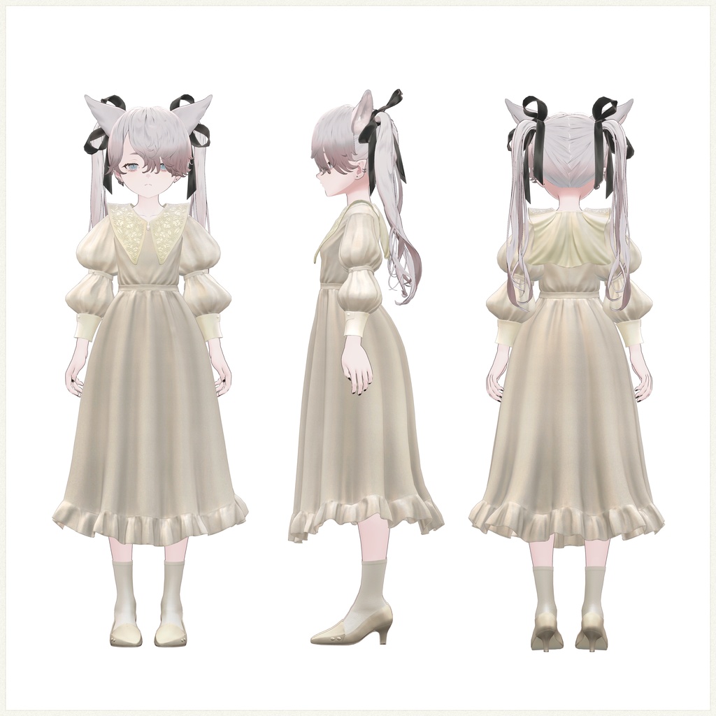 4アバター対応∴Two Sleeves Two Collars Dress