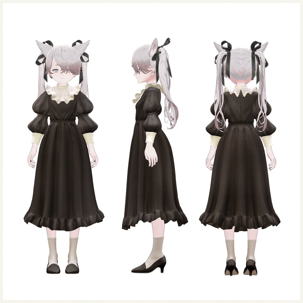 4アバター対応∴Two Sleeves Two Collars Dress