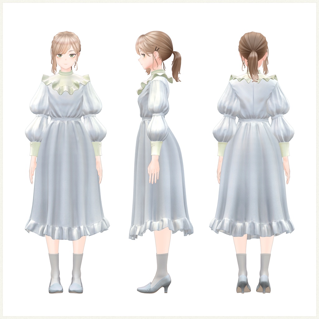 4アバター対応∴Two Sleeves Two Collars Dress