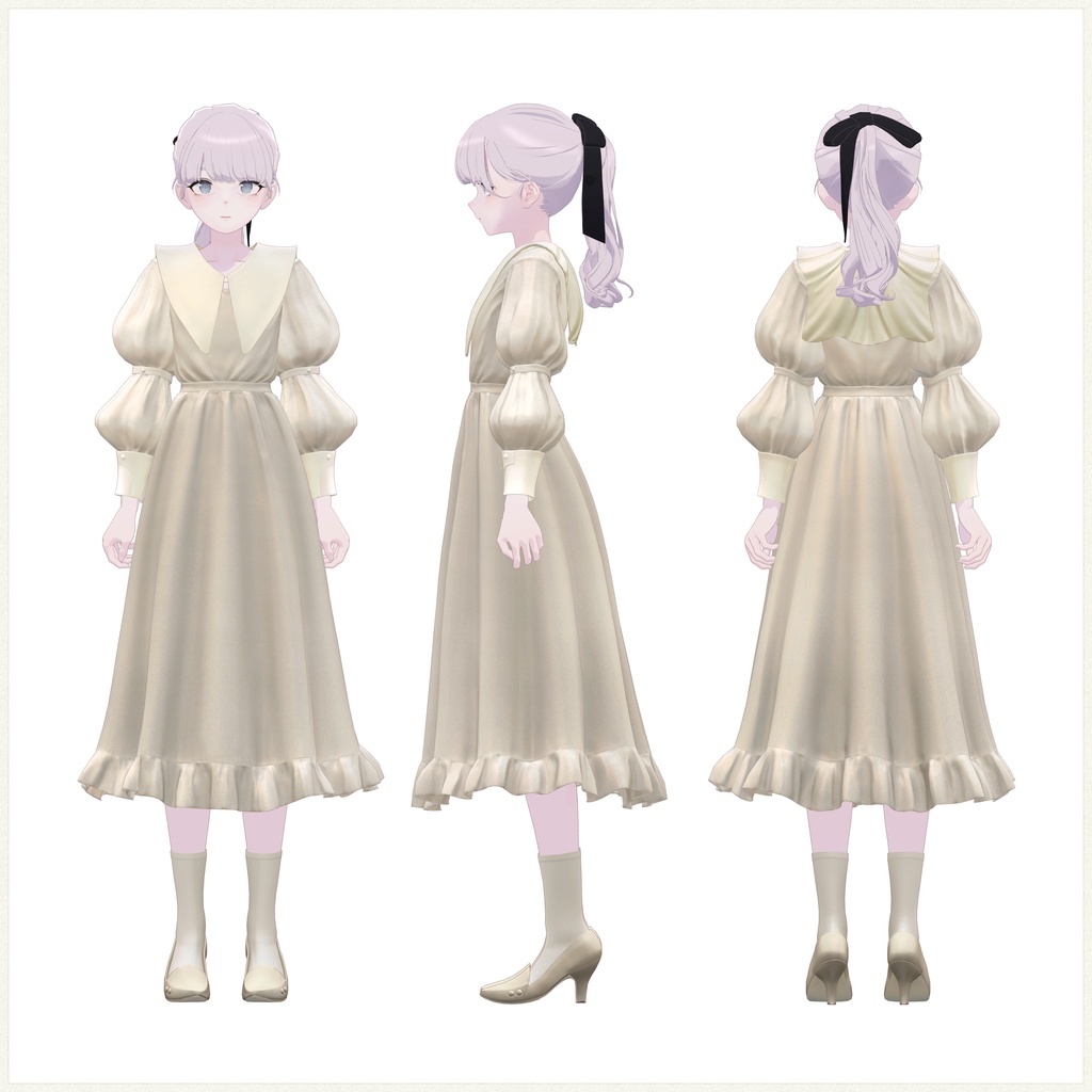 4アバター対応∴Two Sleeves Two Collars Dress