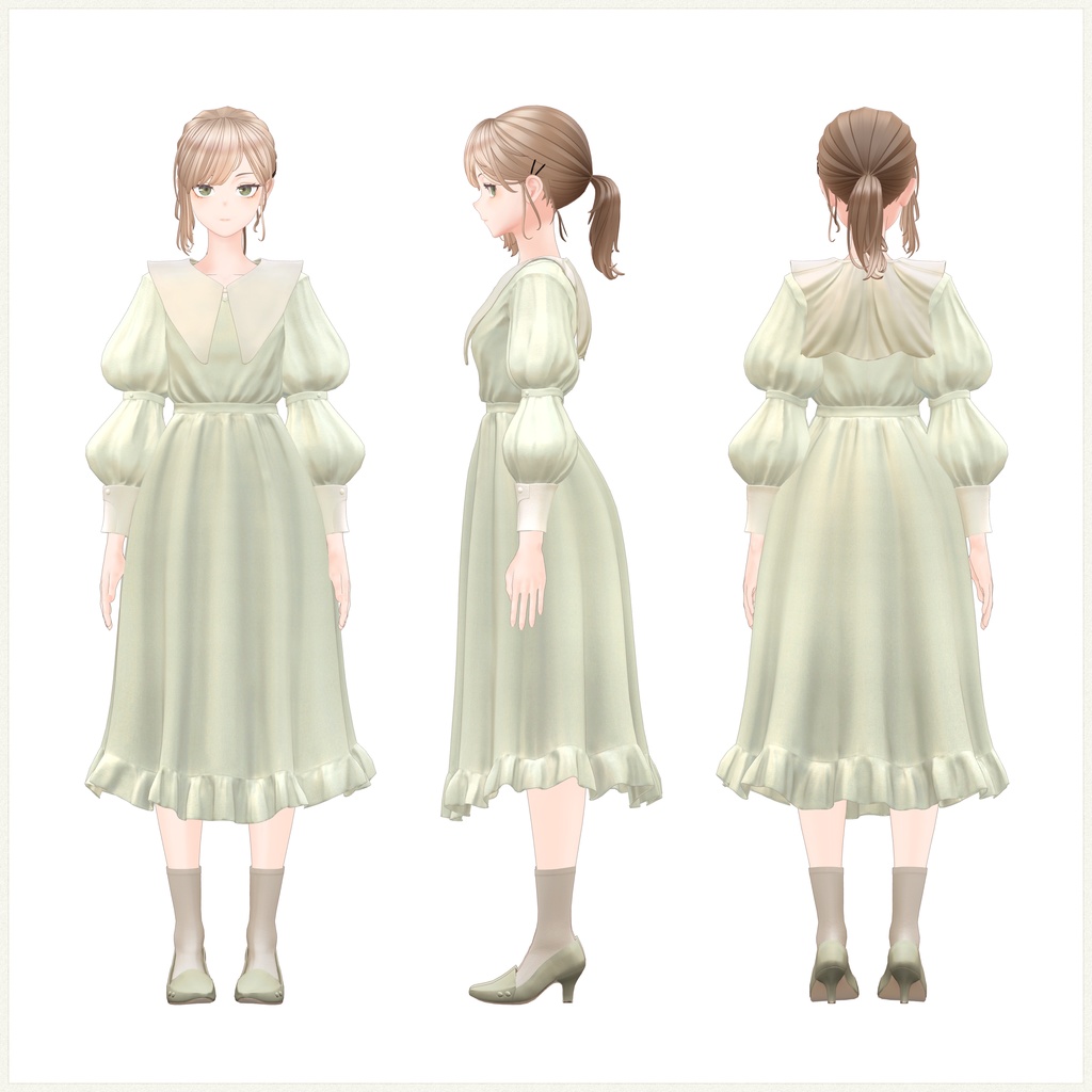 4アバター対応∴Two Sleeves Two Collars Dress