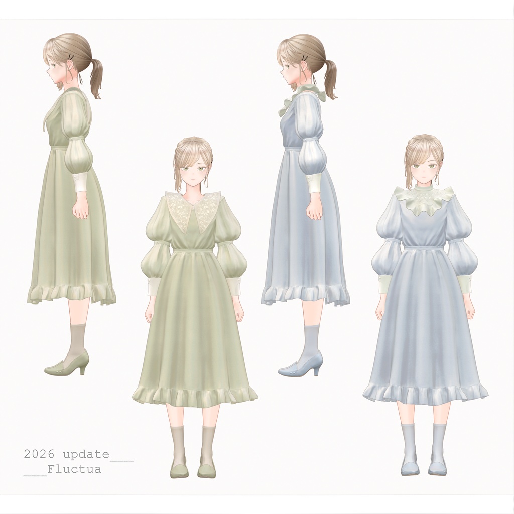 複数アバター対応∴Two Sleeves Two Collars Dress