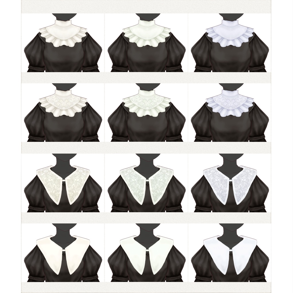 VRoidTexture∴Veined Pleated Bouquet / Two Sleeves Two Collars Dress