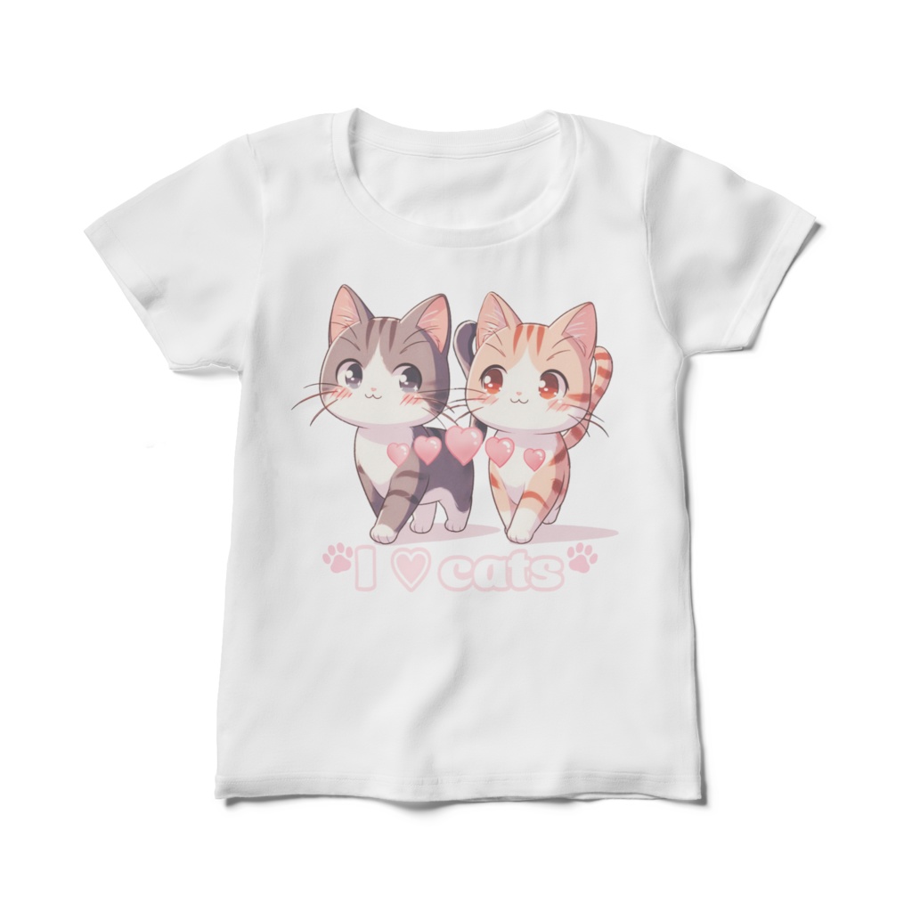 Ｉ LOVE cats！　Tシャツ(レディース)