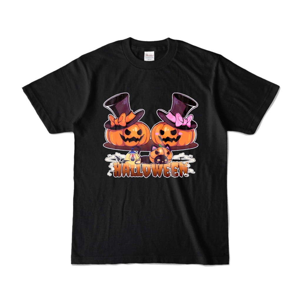 ハッピーハロウィン！ジャックオランタンと黒猫Tシャツ