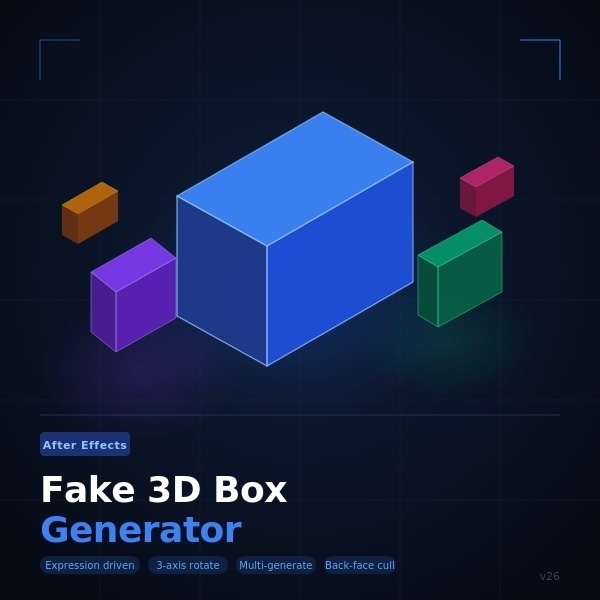 【After Effects スクリプト】フェイク3Dボックス自動生成・配置「Fake3D Box」