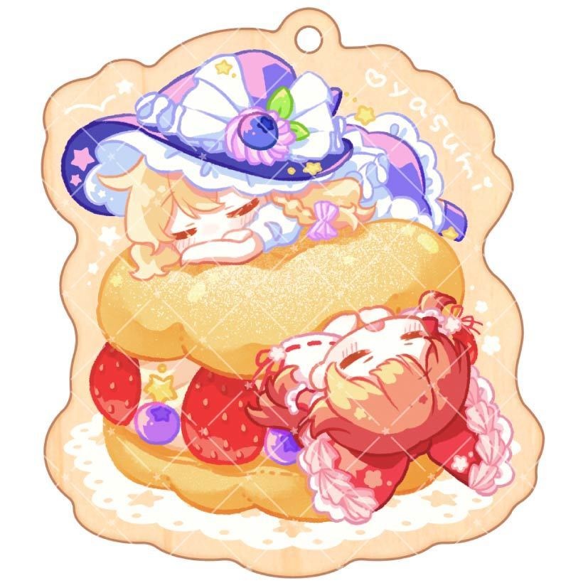 🍪れいまりおやシュ~みウッドキーホルダー☕