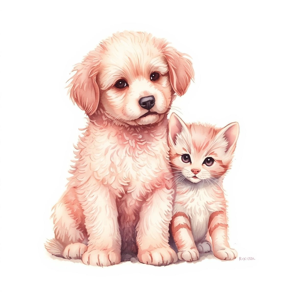 【ペット&アニマルシリーズ】水彩アンティーク / クリップアート12点 / PNG背景透過