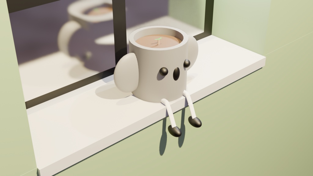 ちょこんと座るマグ風キャラクター