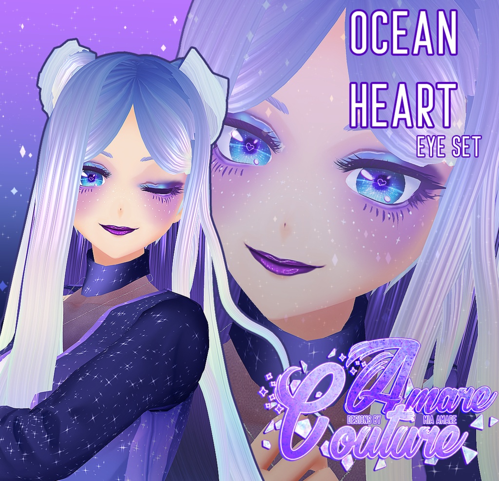 [AC] OCEAN HEART EYE SET