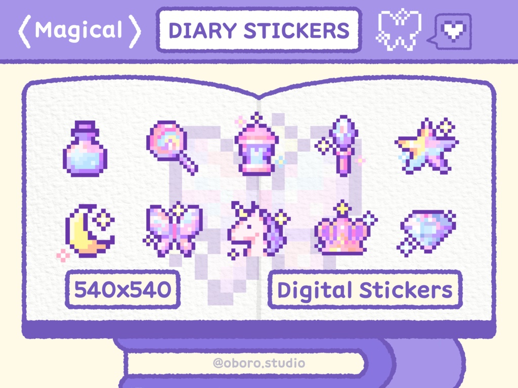 ピクセル魔法ステッカーセット / Pixel Magical Sticker Pack