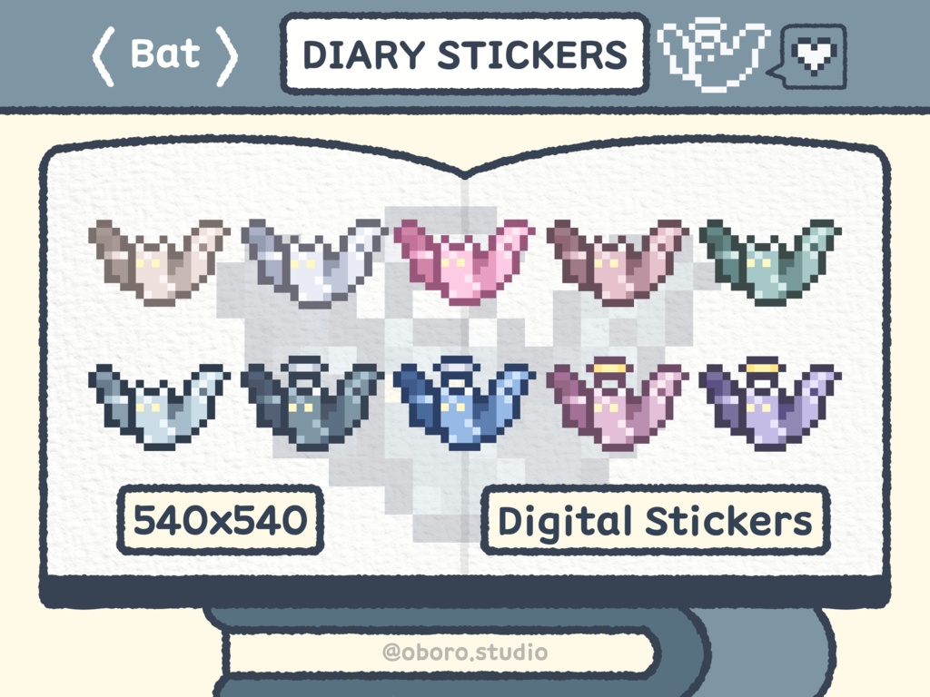ピクセルバットステッカーセット / Pixel Bat Sticker Pack