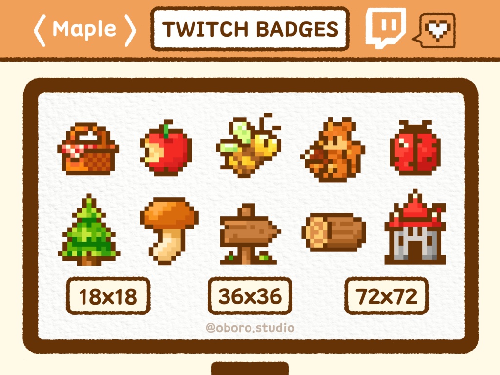 Maple Forest Pixel Twitch Sub Badges