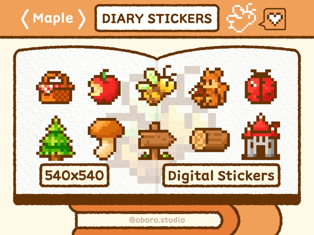 メイプルピクセルステッカーセット / Pixel Maple Stiker Pack