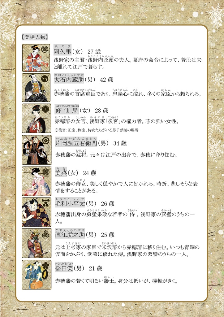 日本物語シリーズ蔵:体験済みの方専用「全キャラクターシナリオ」&「GM台本」&「カードリスト」