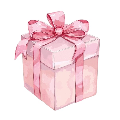 水彩風ピンクのアンティーク・クリップアートセット(PNG形式)