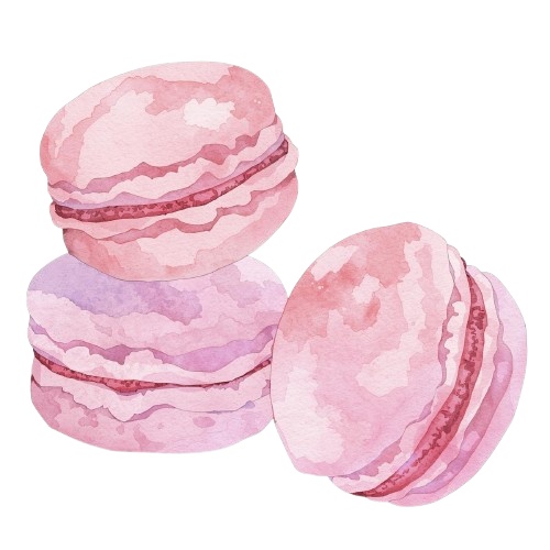 水彩風ピンクのアンティーク・クリップアートセット(PNG形式)