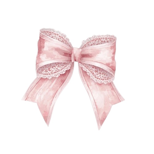 水彩風ピンクのアンティーク・クリップアートセット(PNG形式)