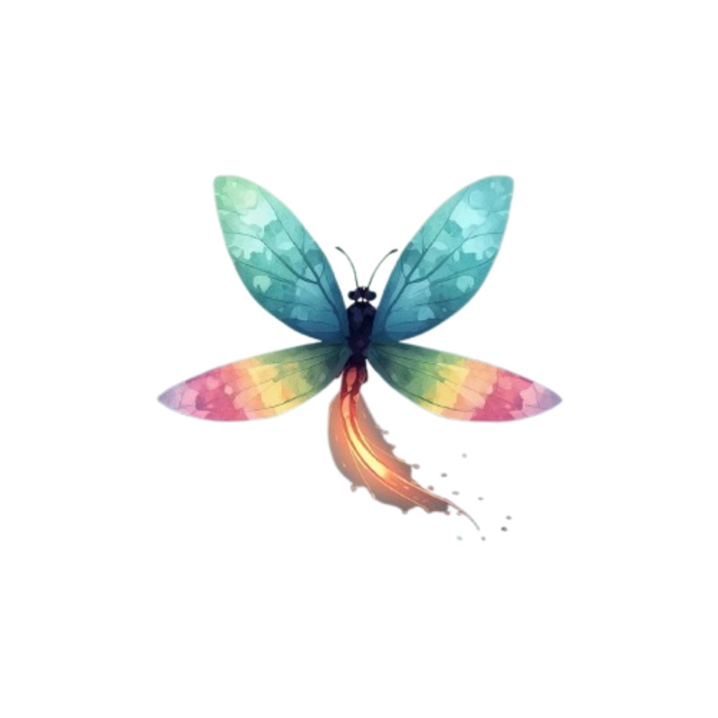 【虹色の昆虫シリーズ|水彩アンティーク風クリップアート全12種|PNG形式】