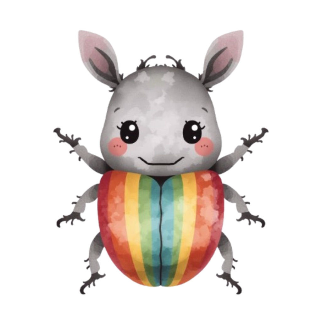 【虹色の昆虫シリーズ|水彩アンティーク風クリップアート全12種|PNG形式】