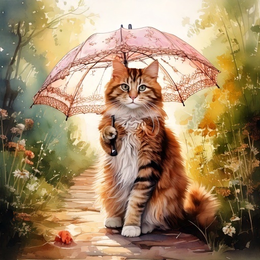 【水彩画×アンティーク】猫のクリップアートセット(全10種・PNG形式)