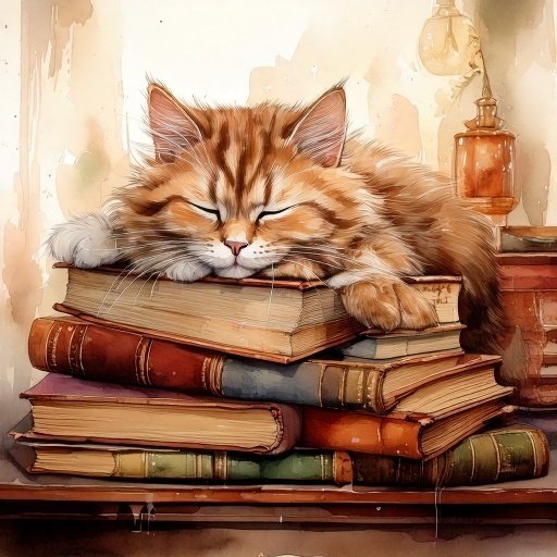 【水彩画×アンティーク】猫のクリップアートセット(全10種・PNG形式)