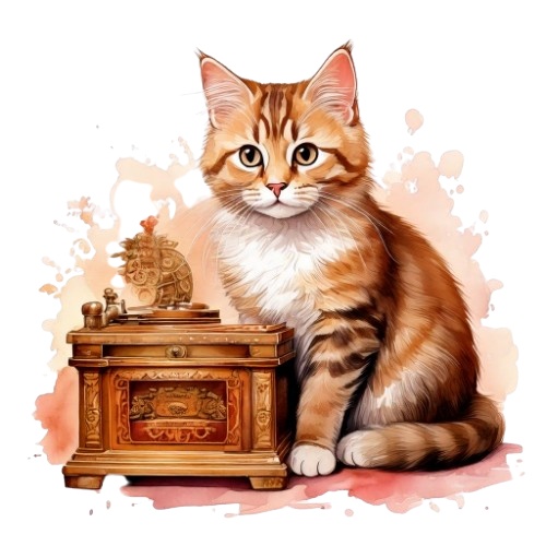 【水彩画×アンティーク】猫のクリップアートセット(全10種・PNG形式)